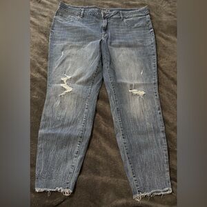 Maurices 22W Light Blue Distressed High-Rise Skinny Jeans